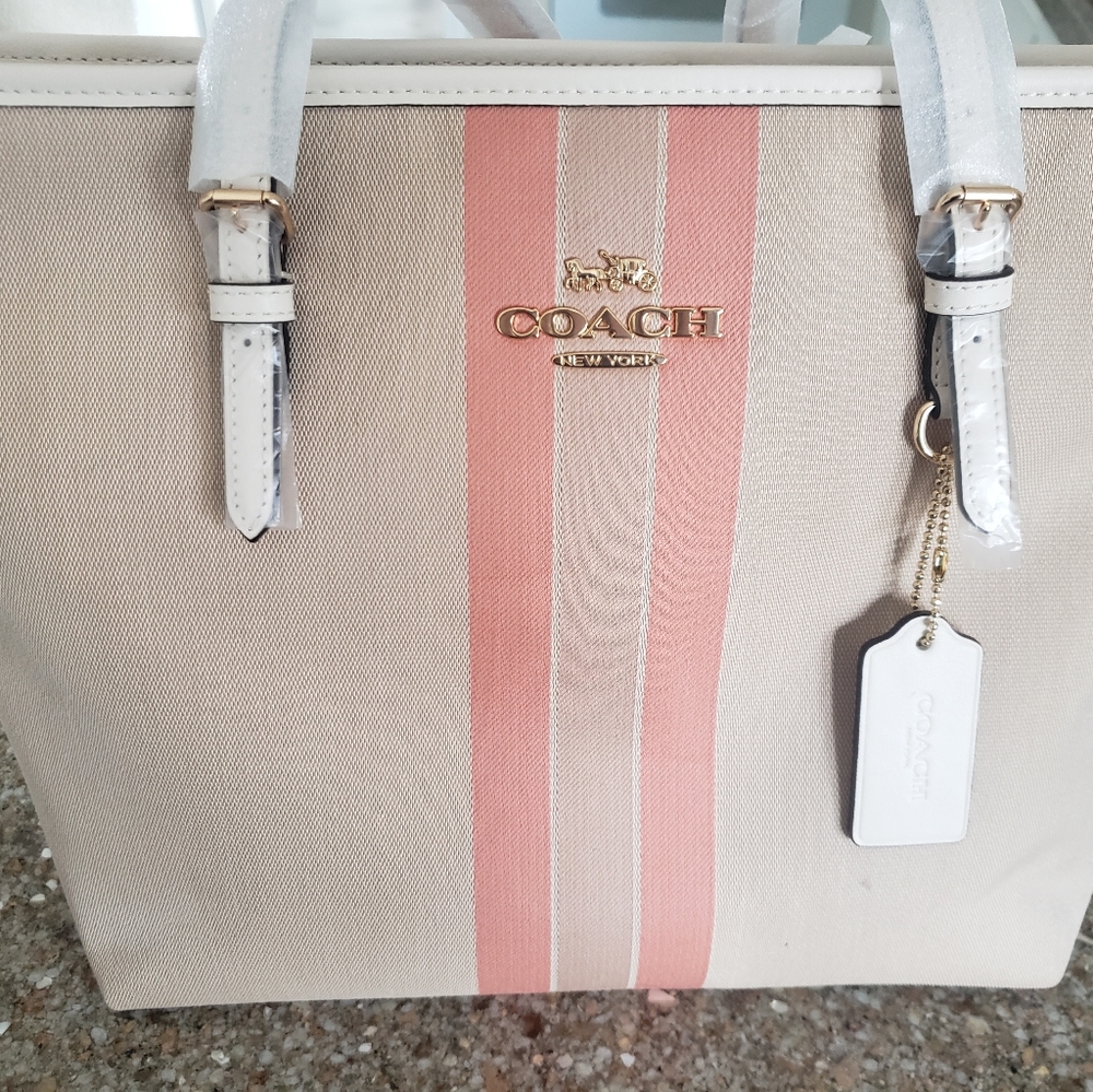 Coach Tote Jacquard with varsity stripe